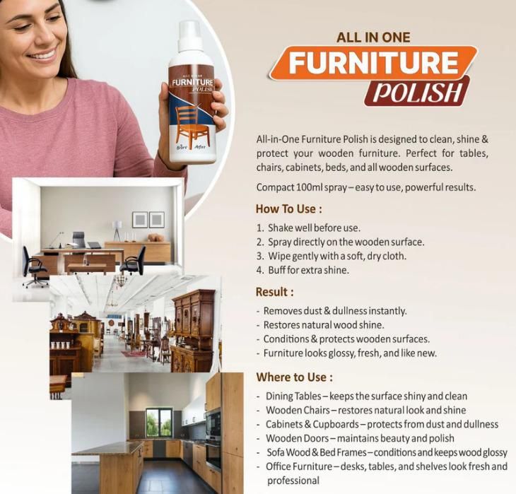 All-in-One Furniture Polish Spray – Pack of 3 (Instant Shine & Protection)