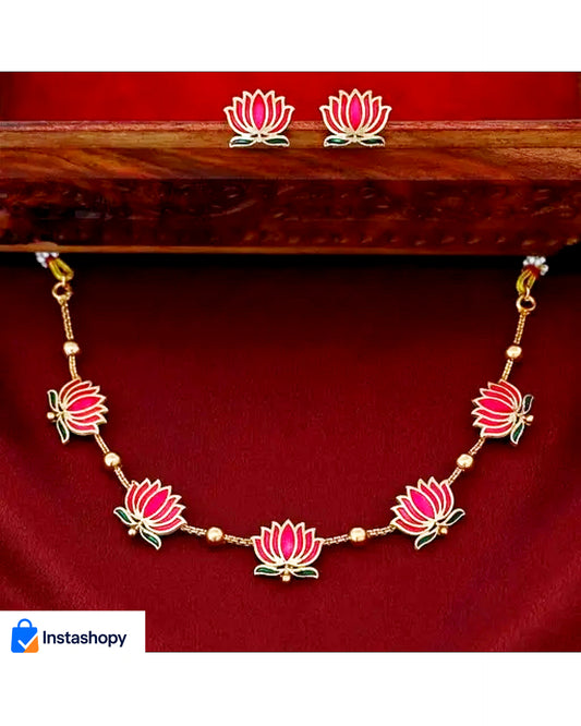 Elegant Lotus Design Necklace – Traditional Ethnic Jewelry