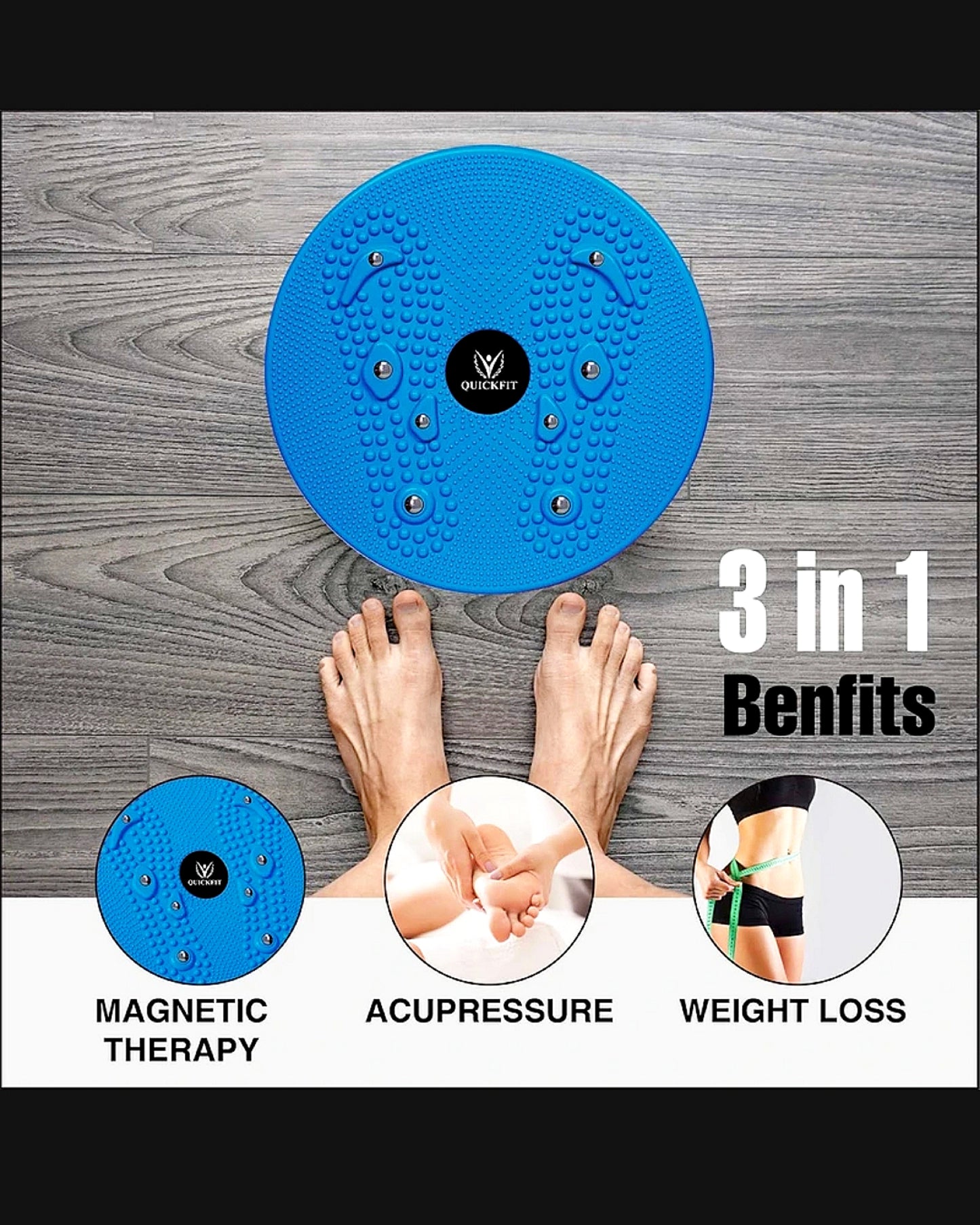 QuickFit Magnetic Twister Waist Trimmer Board – Fitness Twist Disc for Full Body Workout