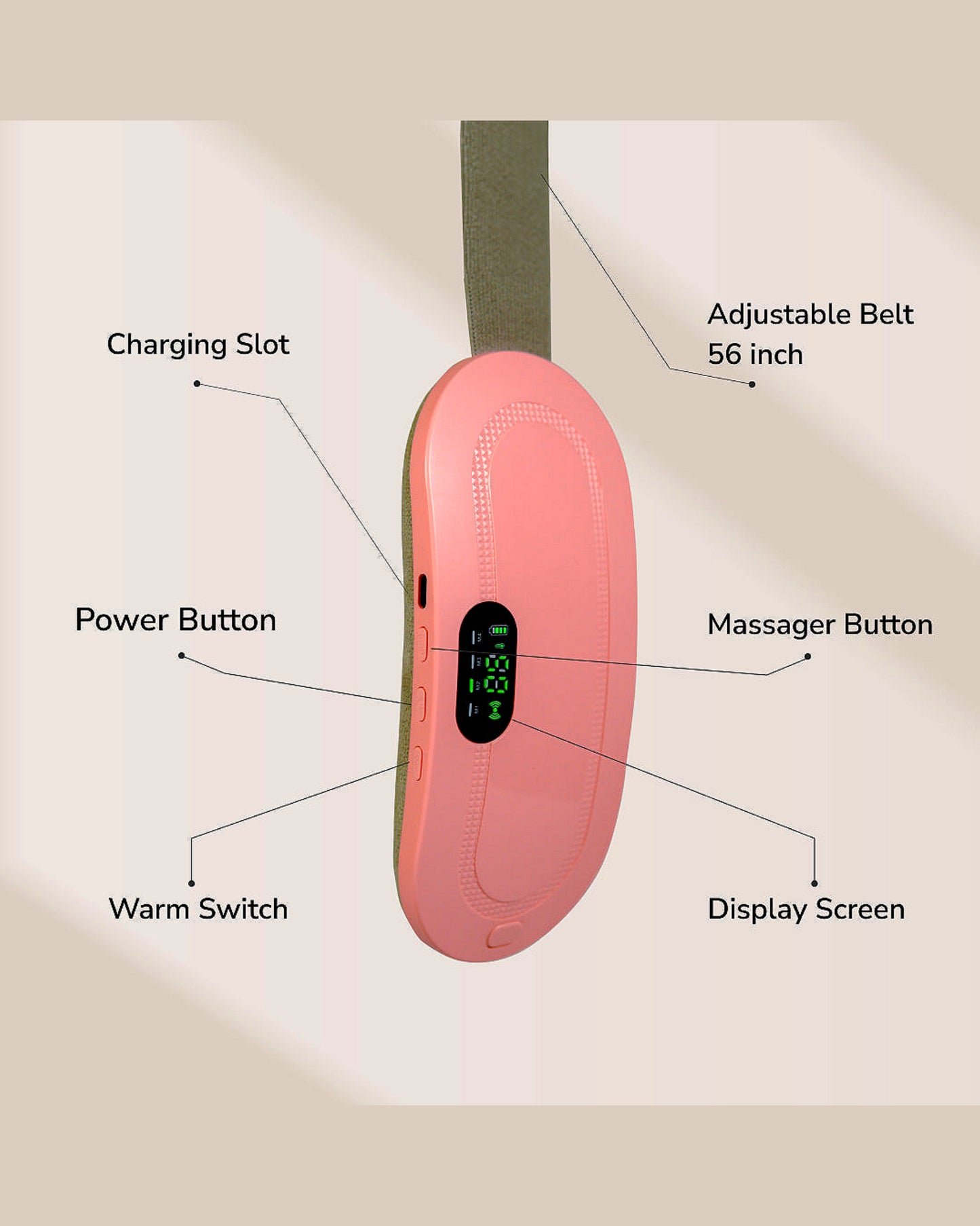Rechargeable Heating Pad Belt with Massage – Period Pain & Cramps Relief