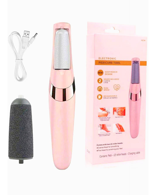 Rechargeable Electronic Pedicure Tool with 2 Roller Heads – Foot Callus Remover