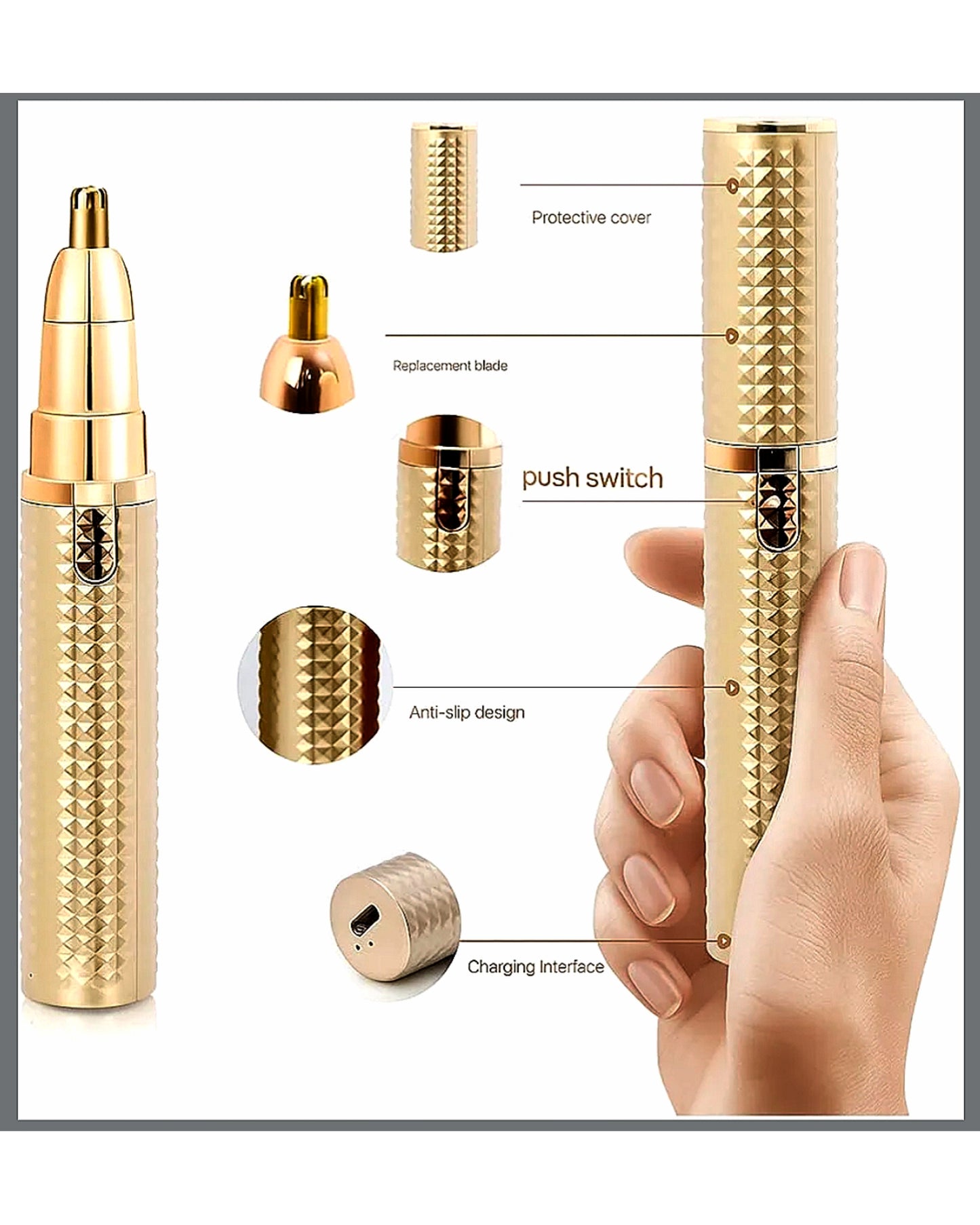 Multifunctional Electric Eyebrow & Facial Hair Trimmer – USB Rechargeable with Replaceable Heads