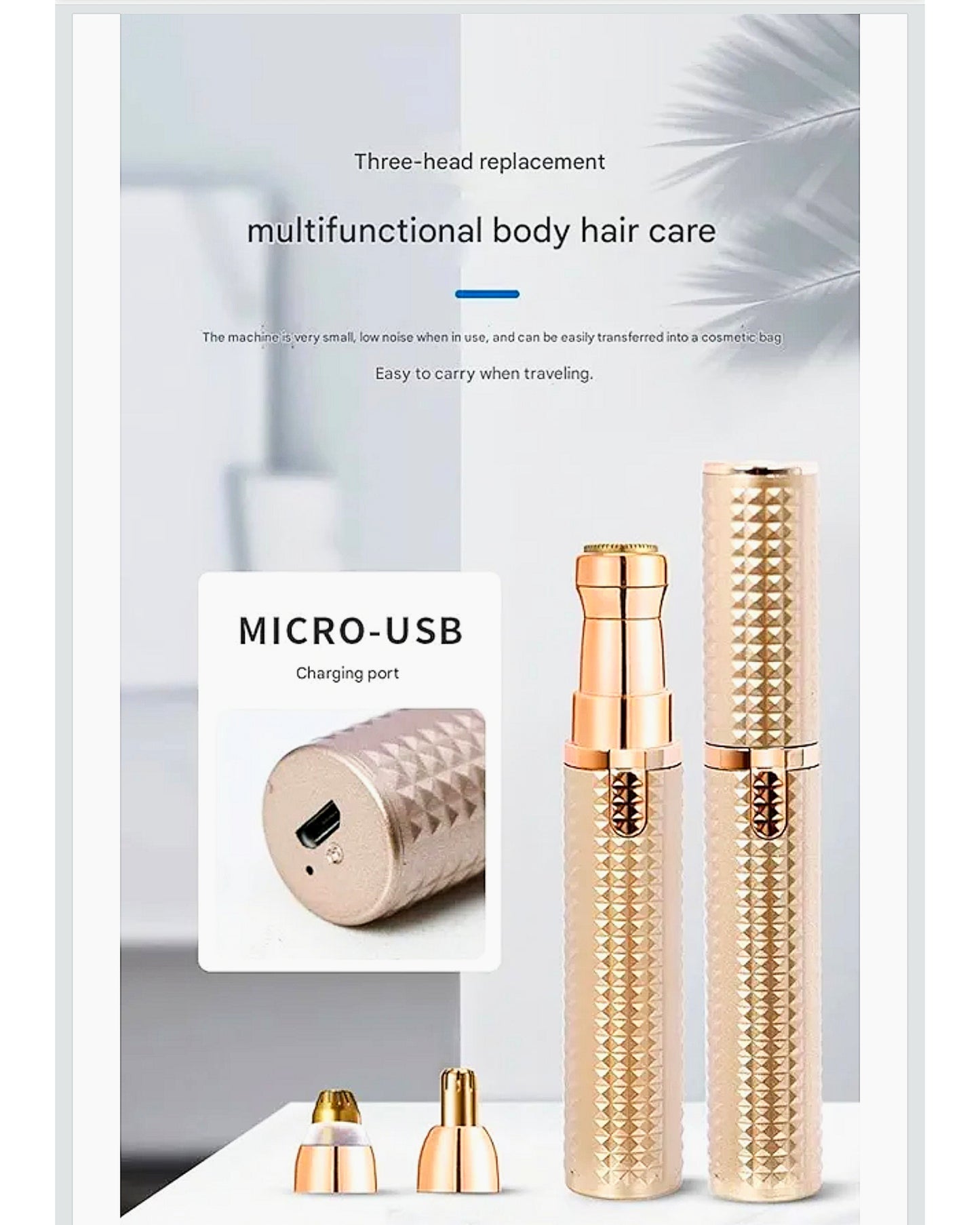 Multifunctional Electric Eyebrow & Facial Hair Trimmer – USB Rechargeable with Replaceable Heads