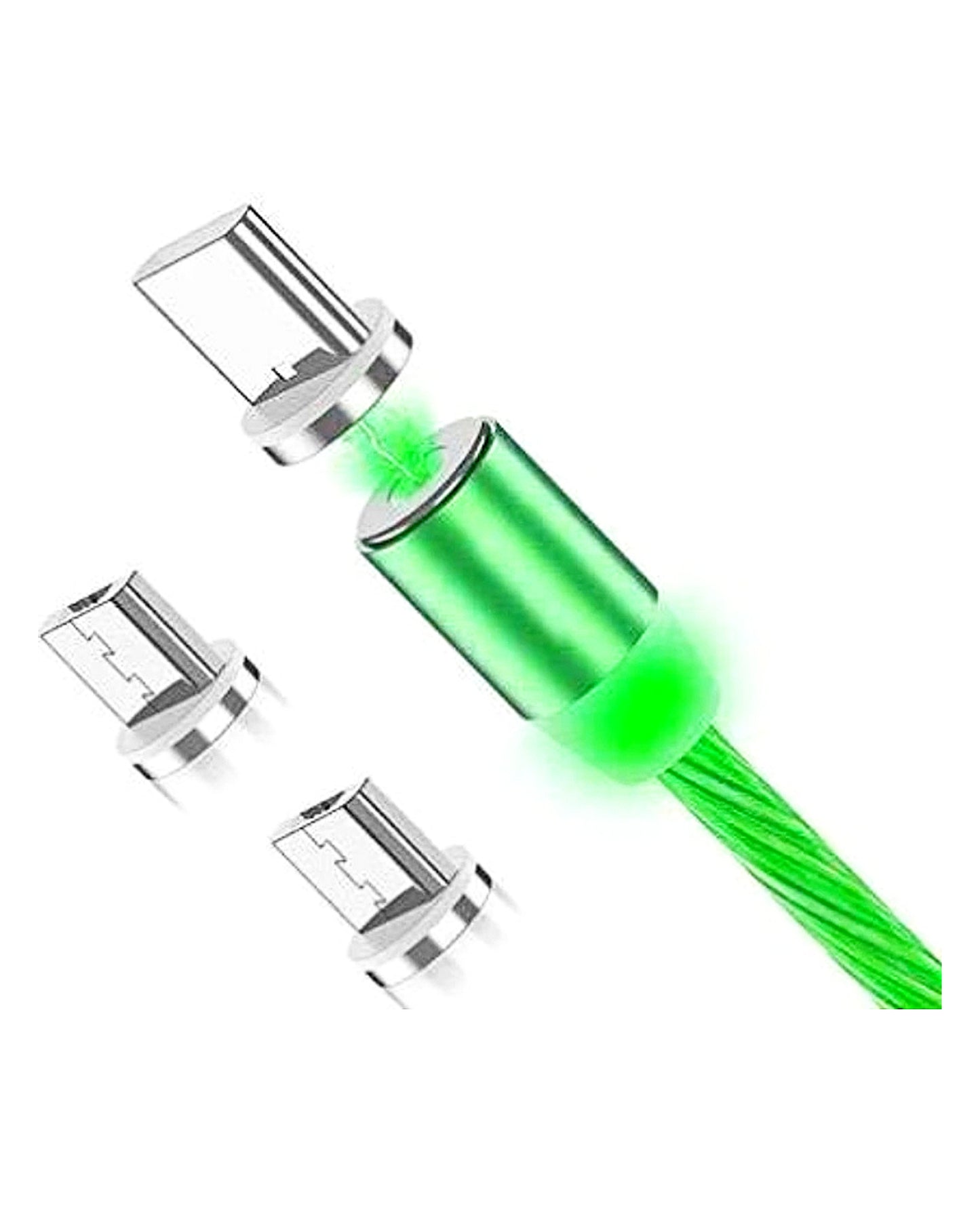 3 in 1 3A Magnetic LED Flowing Light USB Charging Cable with 3 Connectors