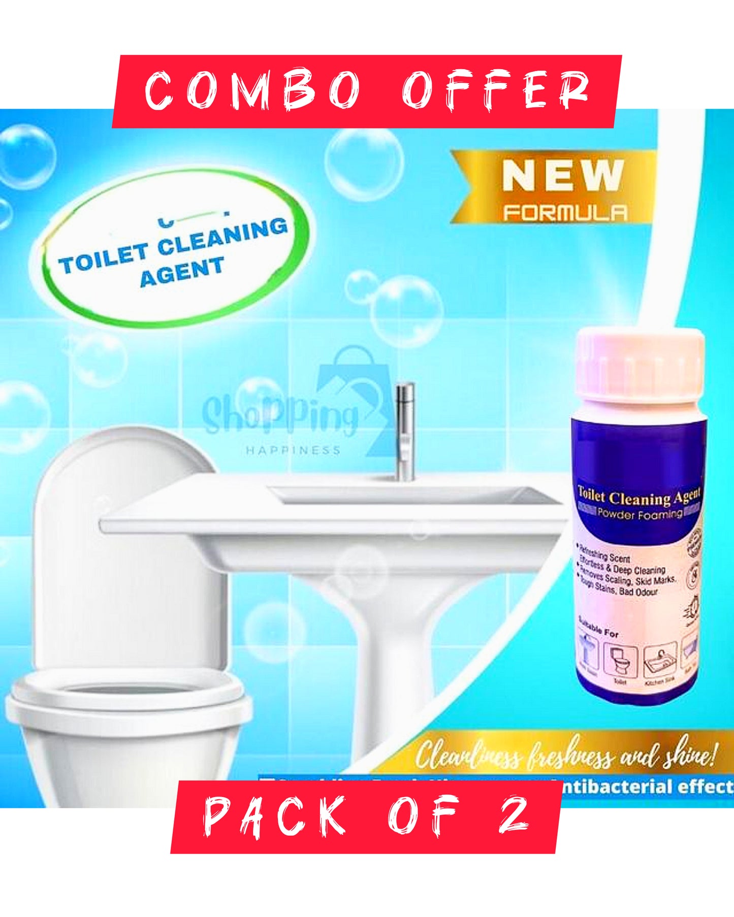 Combo Pack of 2 - Ultra Power Toilet Cleaning Agent