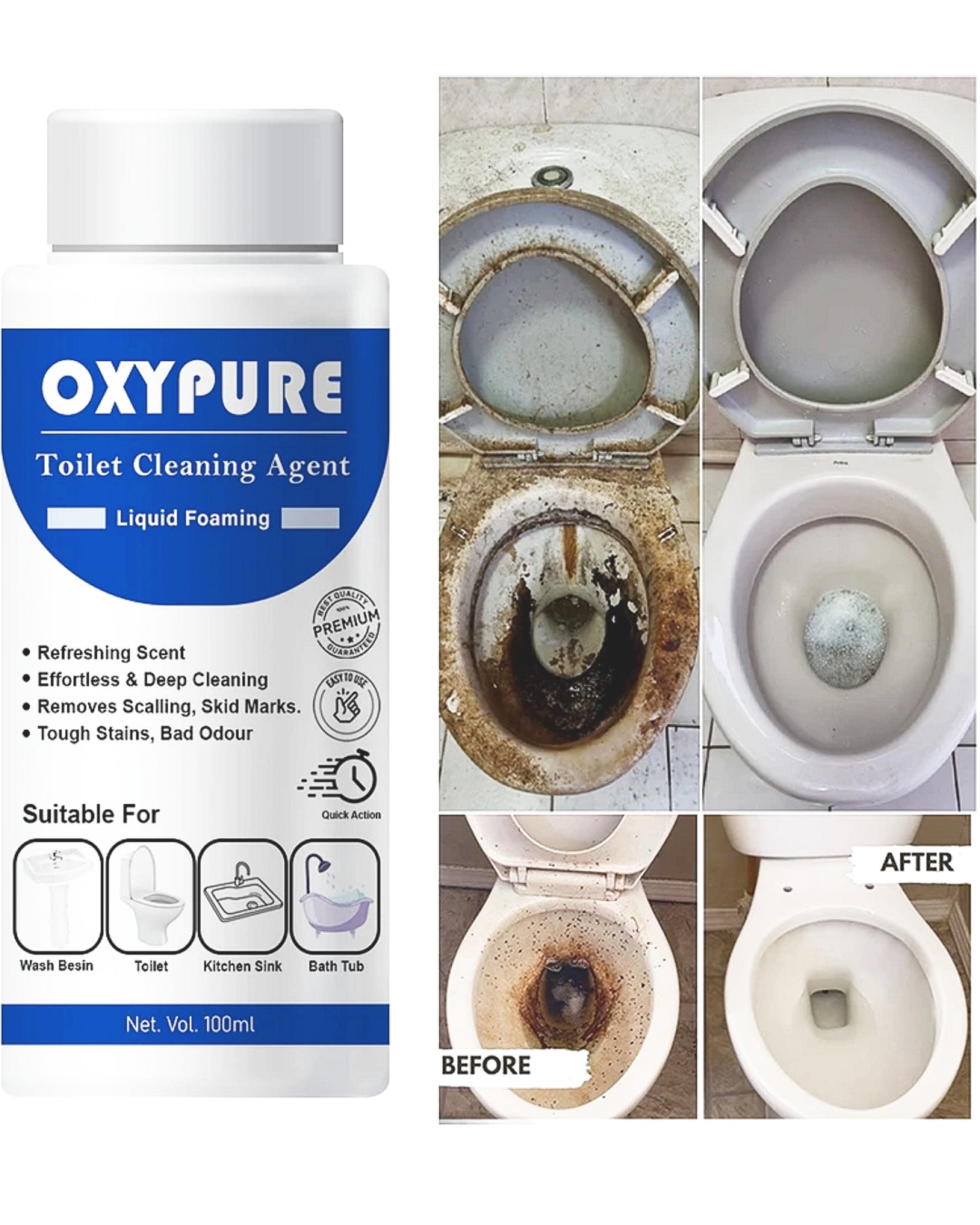 Combo Pack of 2 - Ultra Power Toilet Cleaning Agent