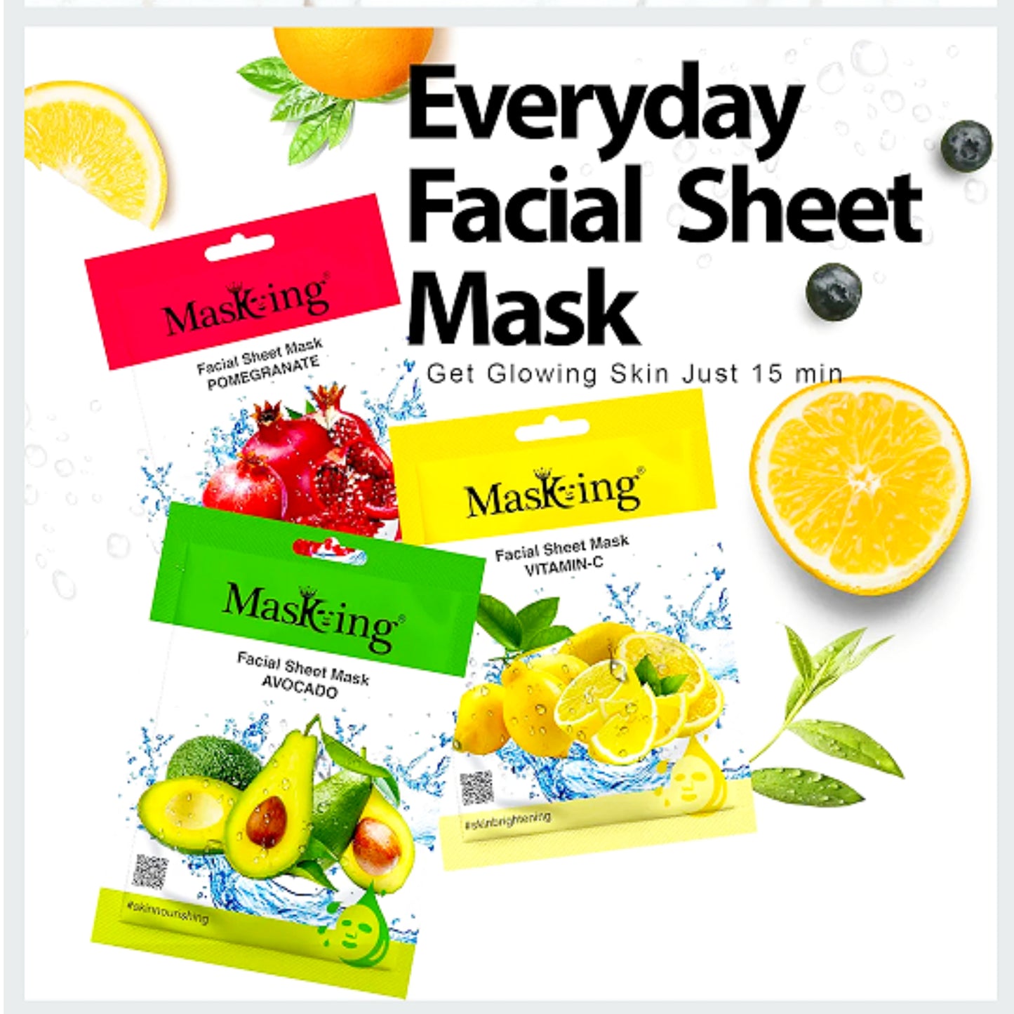 Combo Pack of 6 - Melting Mixed Fruit Face Sheet Mask – Deep Hydration & Natural Glow