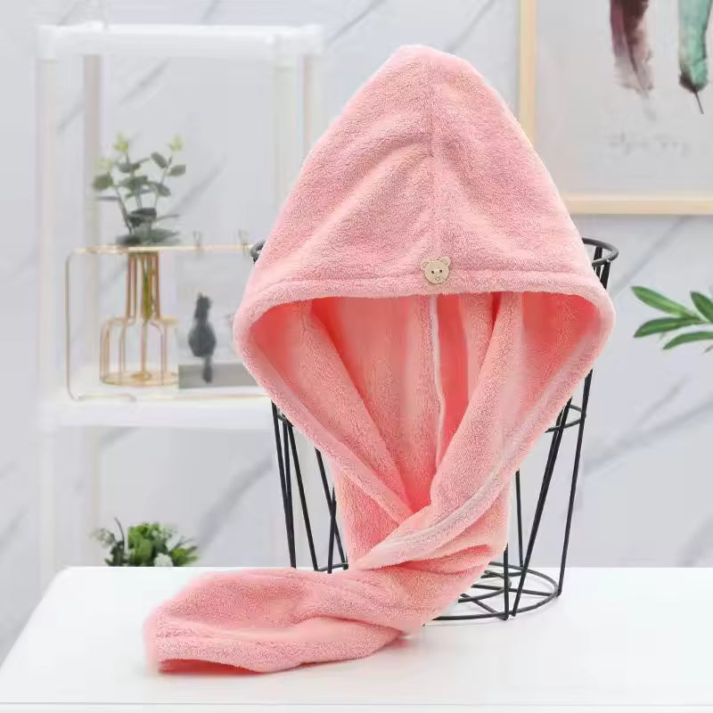 Combo Pack of 3 – Microfiber Hair Drying Towels with Button Closure