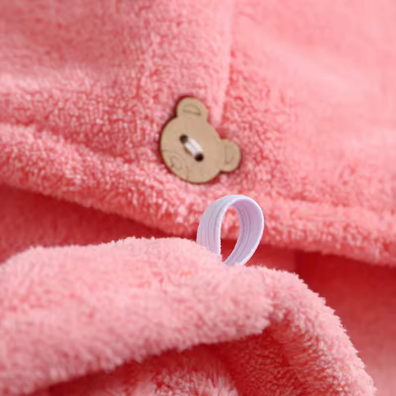 Combo Pack of 3 – Microfiber Hair Drying Towels with Button Closure