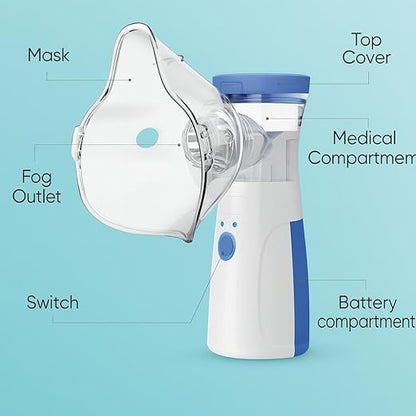 Portable Mesh Nebulizer Machine for Adults & Kids – Rechargeable Inhaler for Asthma, Cold & Respiratory Relief