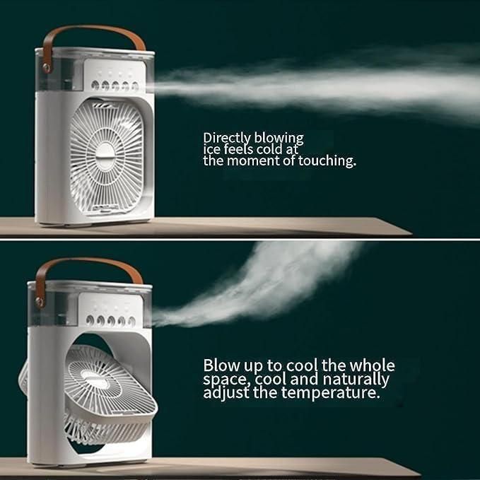 Portable Rechargeable Mini Air Cooler Fan with Ice Chamber & LED Light