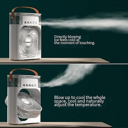 Portable Rechargeable Mini Air Cooler Fan with Ice Chamber & LED Light