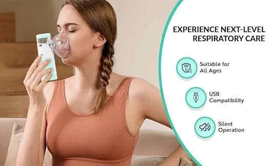 Portable Mesh Nebulizer Machine for Adults & Kids – Rechargeable Inhaler for Asthma, Cold & Respiratory Relief