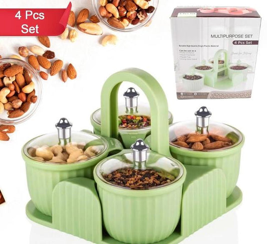 4-in-1 Multipurpose Dry Fruit & Snack Storage Container with Handle – Elegant Serving Box