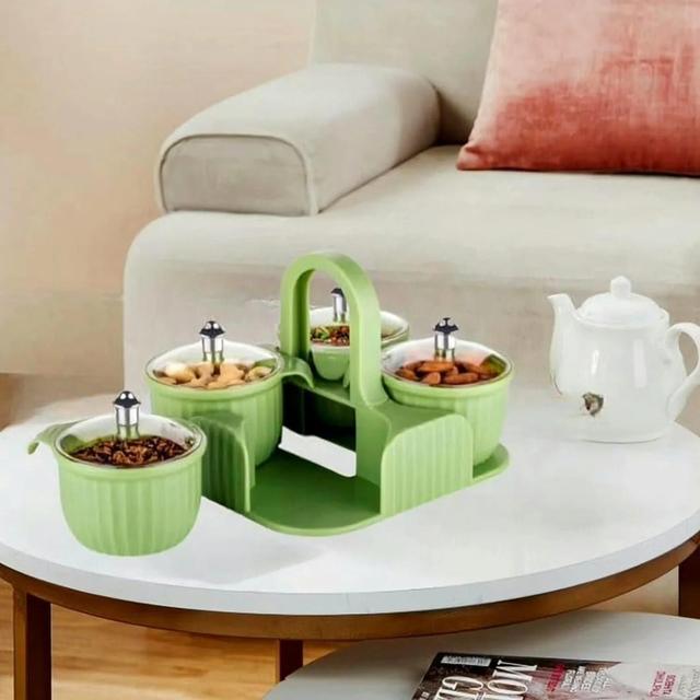 4-in-1 Multipurpose Dry Fruit & Snack Storage Container with Handle – Elegant Serving Box
