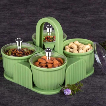 4-in-1 Multipurpose Dry Fruit & Snack Storage Container with Handle – Elegant Serving Box
