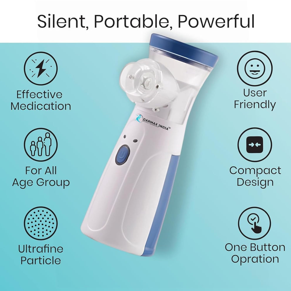 Portable Mesh Nebulizer Machine for Adults & Kids – Rechargeable Inhaler for Asthma, Cold & Respiratory Relief