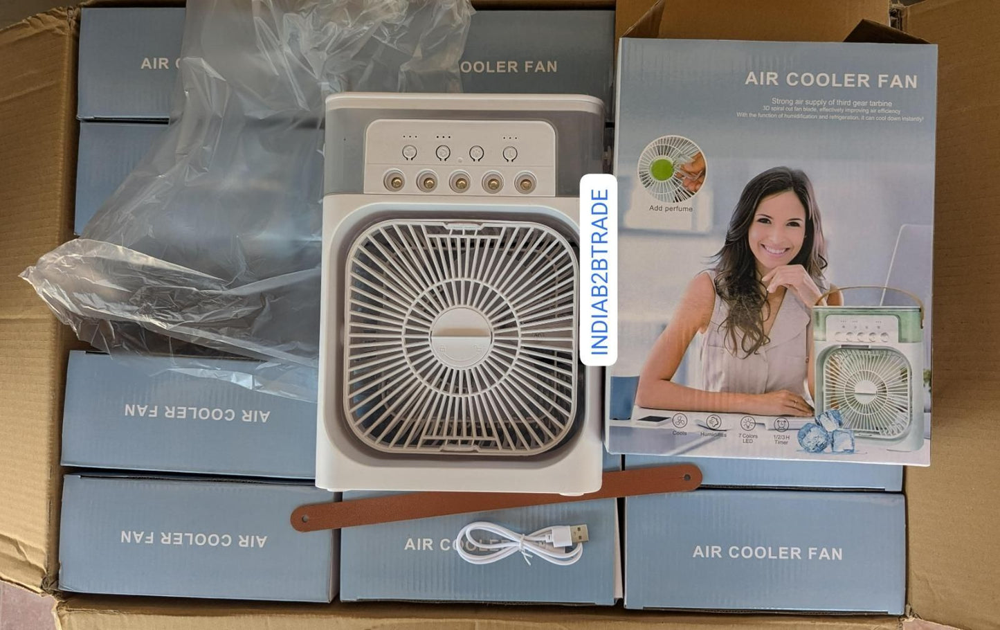 Portable Rechargeable Mini Air Cooler Fan with Ice Chamber & LED Light