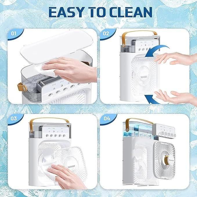Portable Rechargeable Mini Air Cooler Fan with Ice Chamber & LED Light