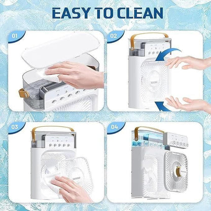 Portable Rechargeable Mini Air Cooler Fan with Ice Chamber & LED Light