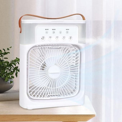Portable Rechargeable Mini Air Cooler Fan with Ice Chamber & LED Light
