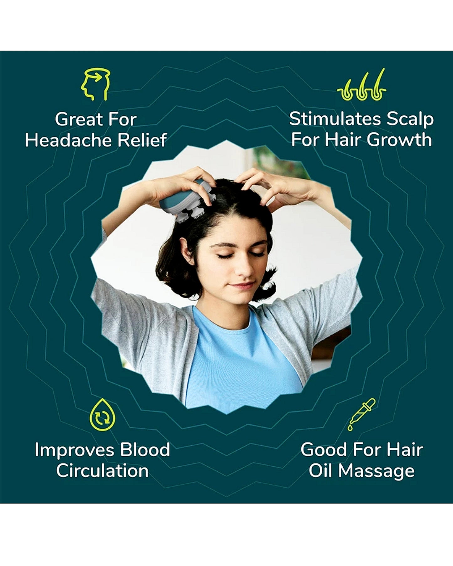 Electric Scalp Massager with 4 Rotating Heads – Relaxing Head, Neck & Body Massager