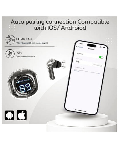 UltraPod Pro 2 Transparent Wireless Earbuds with LED Digital Display Charging Case
