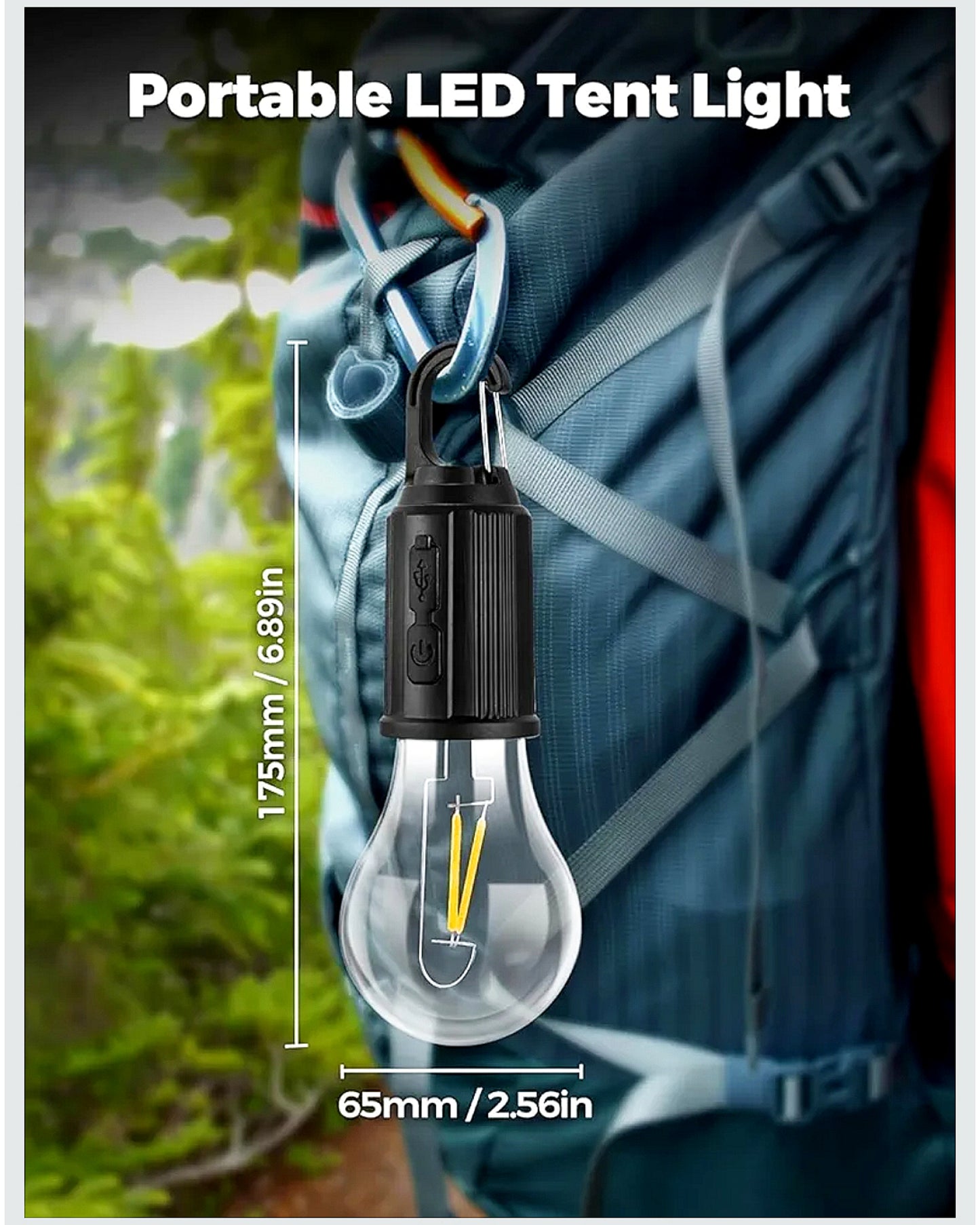 Rechargeable USB LED Hanging Bulb Light with Hook – Portable Camping, Emergency & Outdoor Lighting