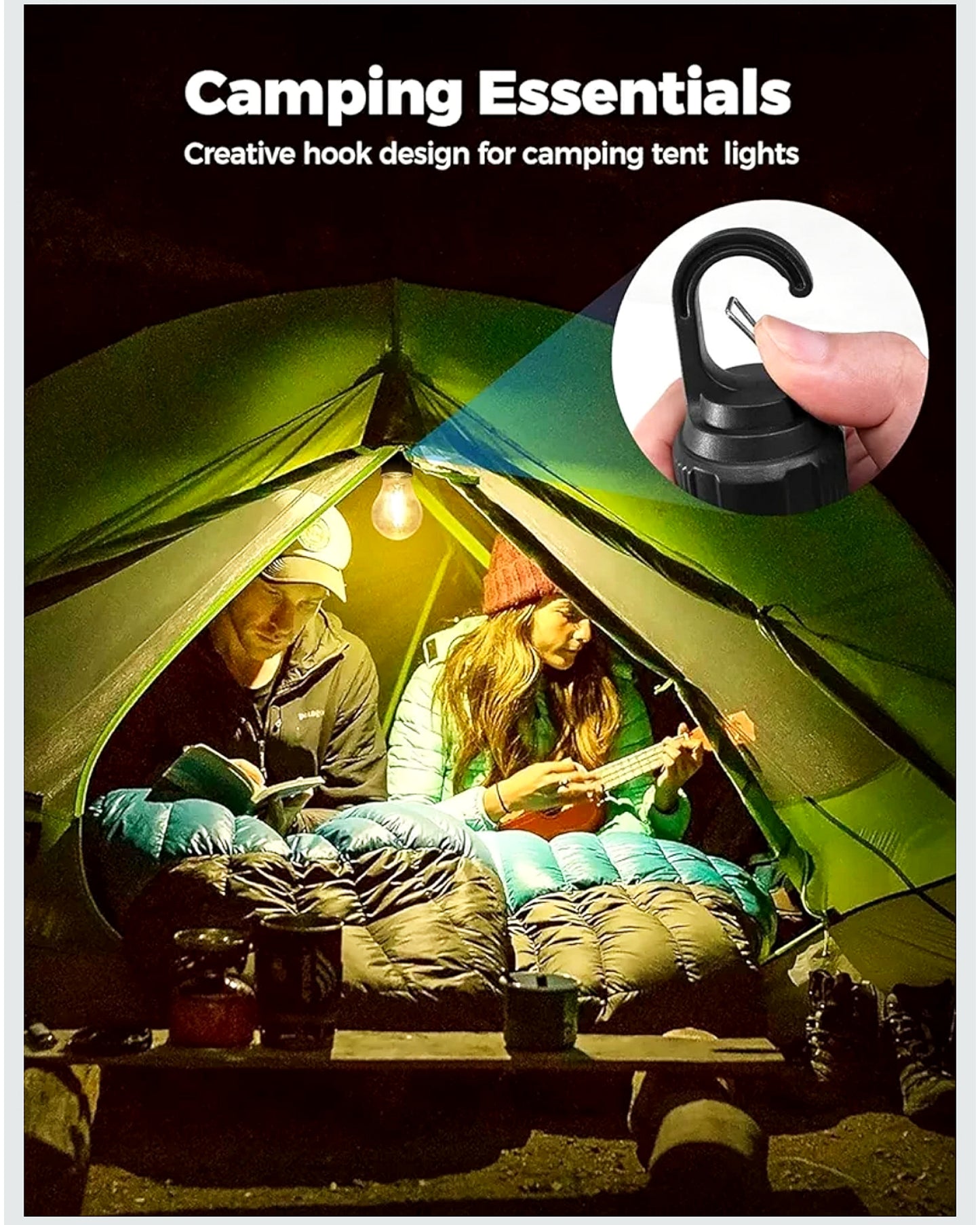 Rechargeable USB LED Hanging Bulb Light with Hook – Portable Camping, Emergency & Outdoor Lighting