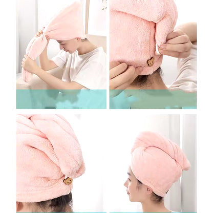 Combo Pack of 3 – Microfiber Hair Drying Towels with Button Closure