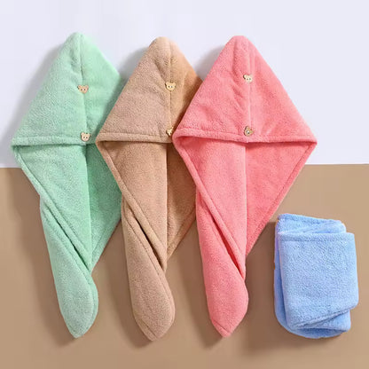 Combo Pack of 3 – Microfiber Hair Drying Towels with Button Closure