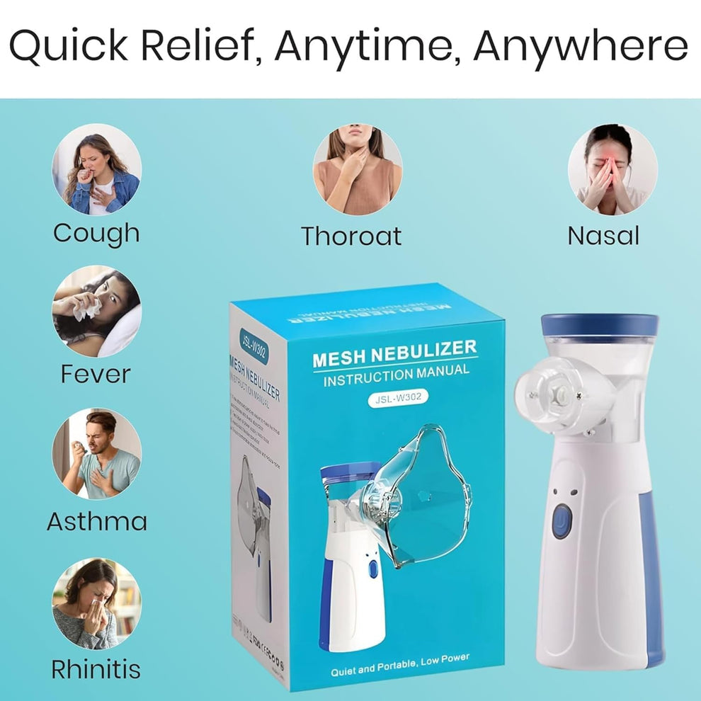 Portable Mesh Nebulizer Machine for Adults & Kids – Rechargeable Inhaler for Asthma, Cold & Respiratory Relief